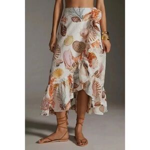 Anthropologie Maeve Seashell Wrap Midi Skirt